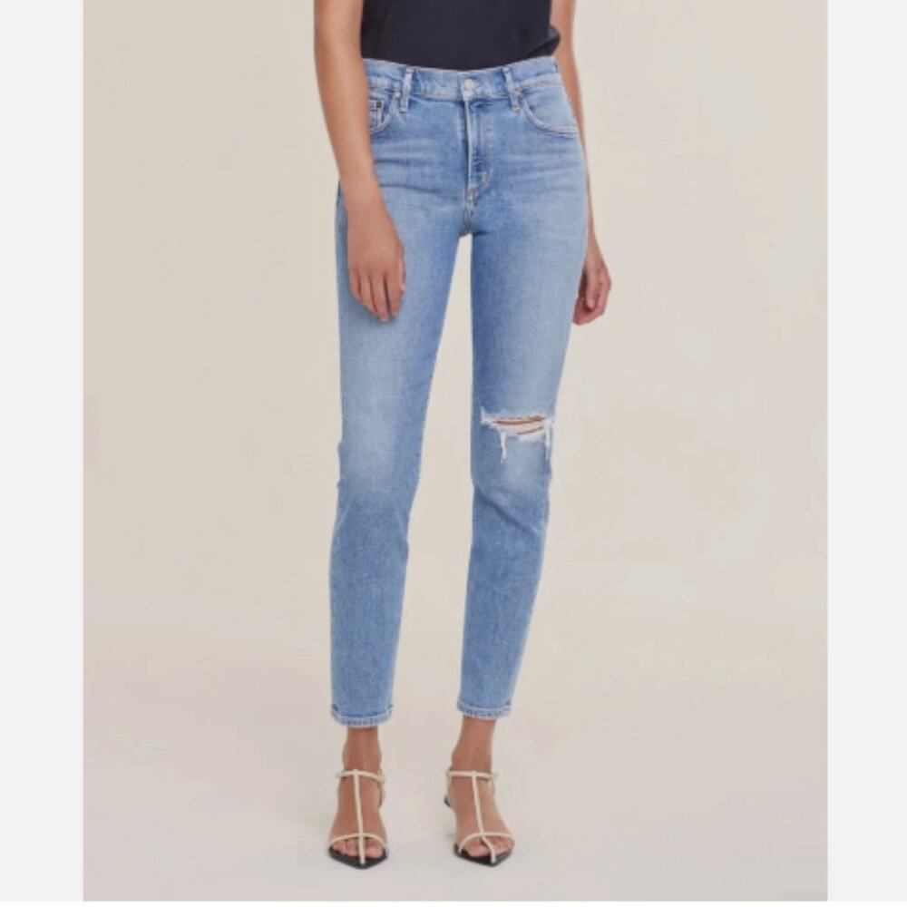 Agolde Jeans Sophie Mid Rise Ankle In Airtime Light Wash Blue Size 30